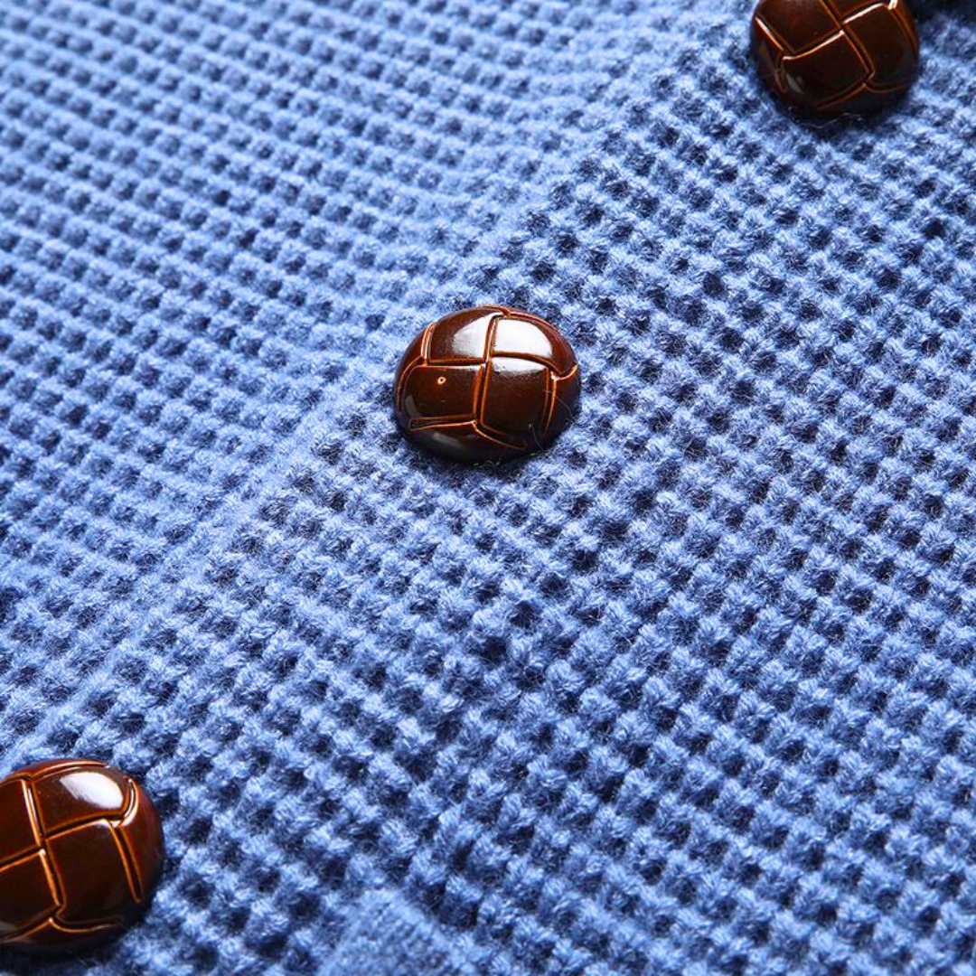 Men's Wool Cardigan with Volcanic Stone-Style Buttons and Pockets