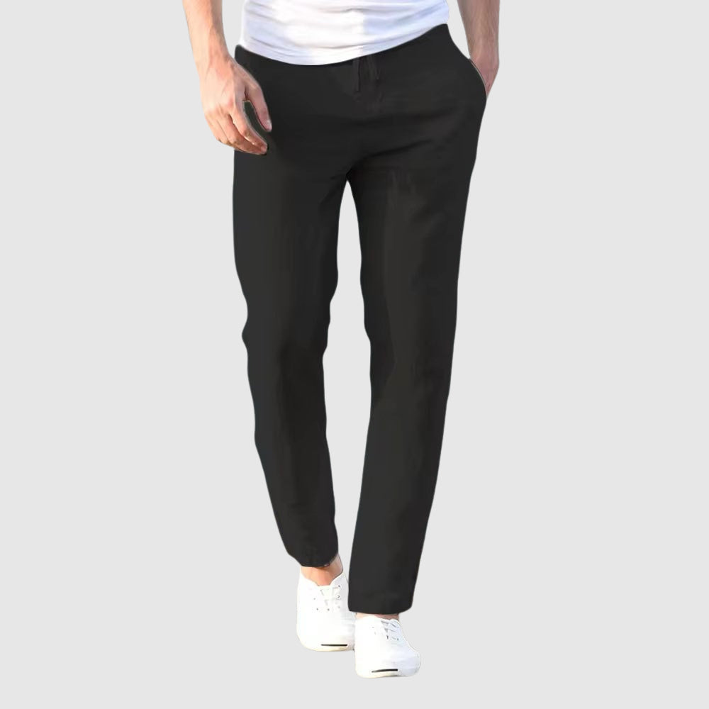 Amalfi Linen-Cotton Relaxed Fit Pants with Drawstring Waist for Casual Wear