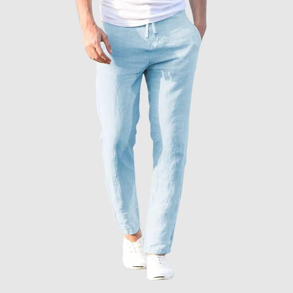 Amalfi Linen-Cotton Relaxed Fit Pants with Drawstring Waist for Casual Wear
