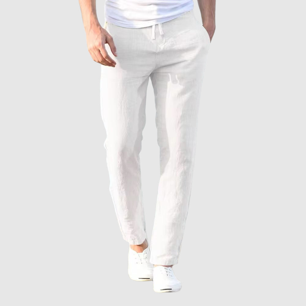 Amalfi Linen-Cotton Relaxed Fit Pants with Drawstring Waist for Casual Wear