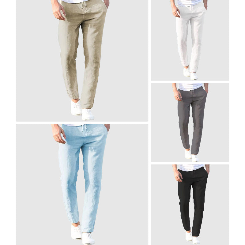 Amalfi Linen-Cotton Relaxed Fit Pants with Drawstring Waist for Casual Wear