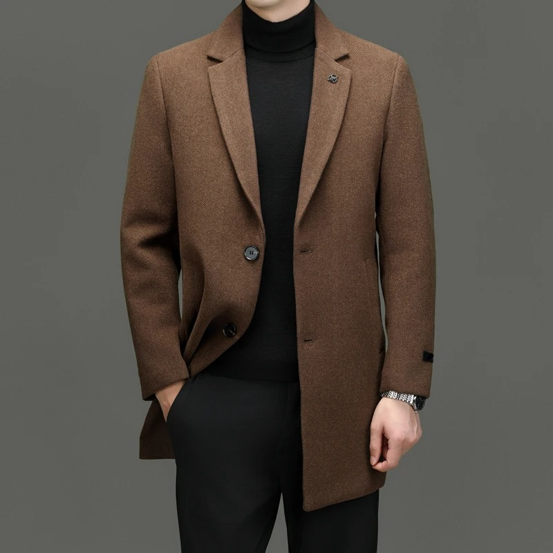 Men's Premium Wool Overcoat - Tailored Fit, Versatile Style for Formal or Casual Wear