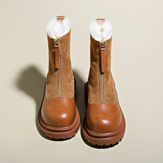 Catania Leather Boots with Plush Lining and Suede Accents for Cold Weather