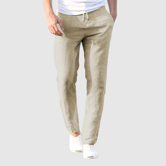 Amalfi Linen-Cotton Relaxed Fit Pants with Drawstring Waist for Casual Wear