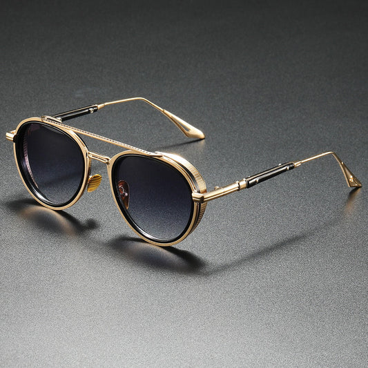 Brezza Metal Frame Sunglasses with Double-Bridge Design and Rounded Lenses