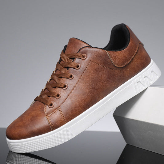 Vegan Leather Low-Top Sneakers with Memory Foam Insole and Durable Rubber Outsole