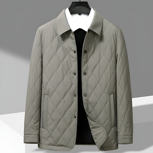 Quilted Jacket with Diamond Stitching and Snap-Button Closure for Urban Wear