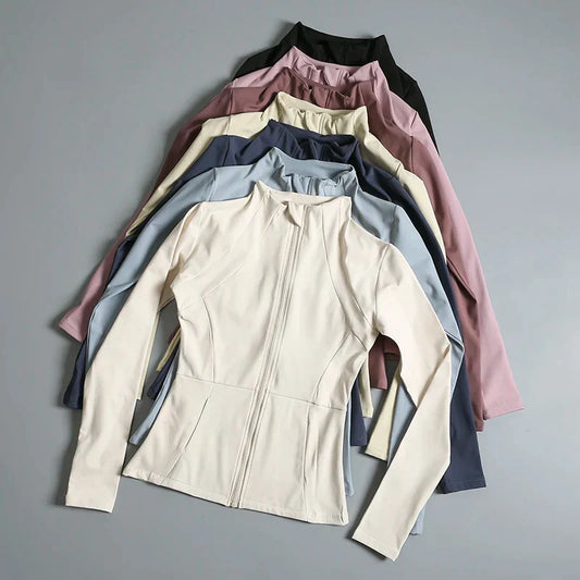 Women's Activewear Top with Stand-Up Collar, Moisture-Wicking Fabric, and High-Stretch Design for Yoga and Casual Wear